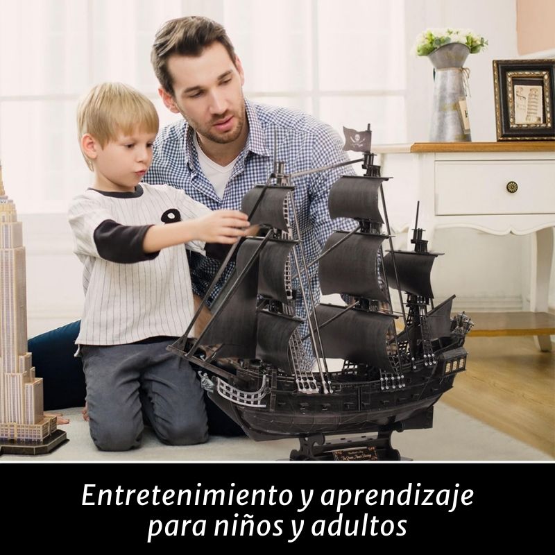 Puzzle 3D de Madera. Barco Pirata