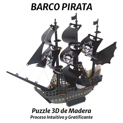 Puzzle 3D de Madera. Barco Pirata