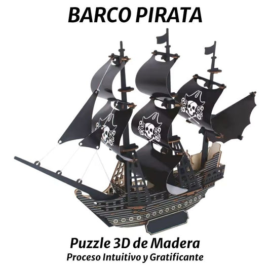 Puzzle 3D de Madera. Barco Pirata