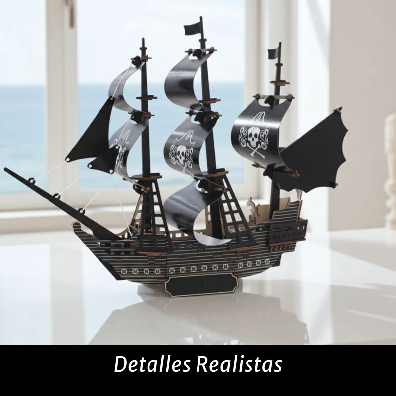 Puzzle 3D de Madera. Barco Pirata