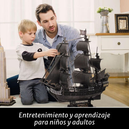 Puzzle 3D de Madera. Barco Pirata