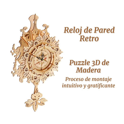 Puzzle 3D de Madera. Reloj de Pared Retro