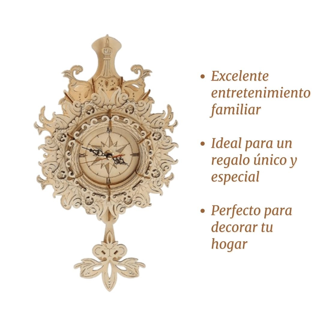 Puzzle 3D de Madera. Reloj de Pared Retro