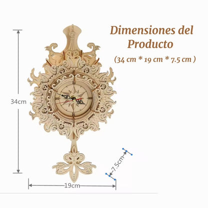 Puzzle 3D de Madera. Reloj de Pared Retro