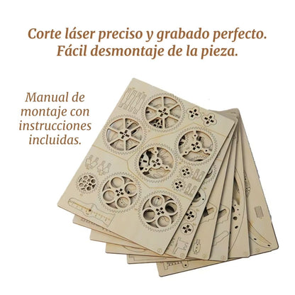 Puzzle 3D de Madera. Reloj de Pared Retro