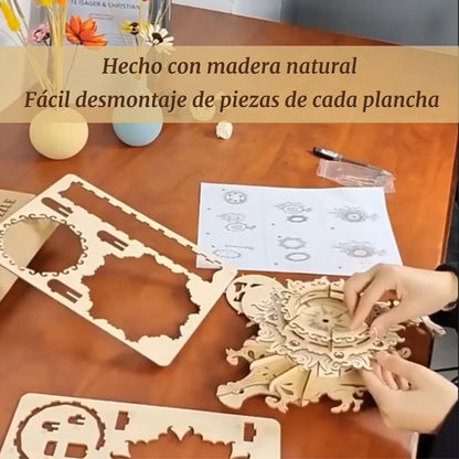Puzzle 3D de Madera. Reloj de Pared Retro